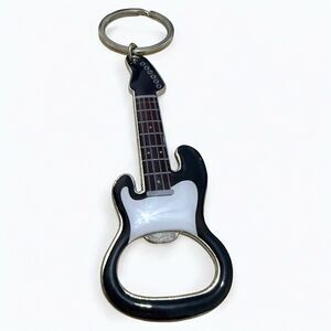 Electric Guitar Keychain Bottle Opener – Rock Music Lover Gift in Black & Silver